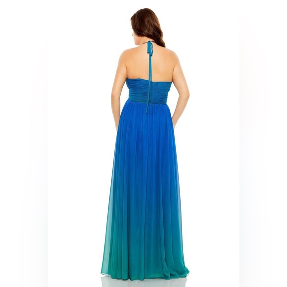 NWT Mac Duggal Halter Ruched Ombre Gown - Size 18W - Picture 2 of 7
